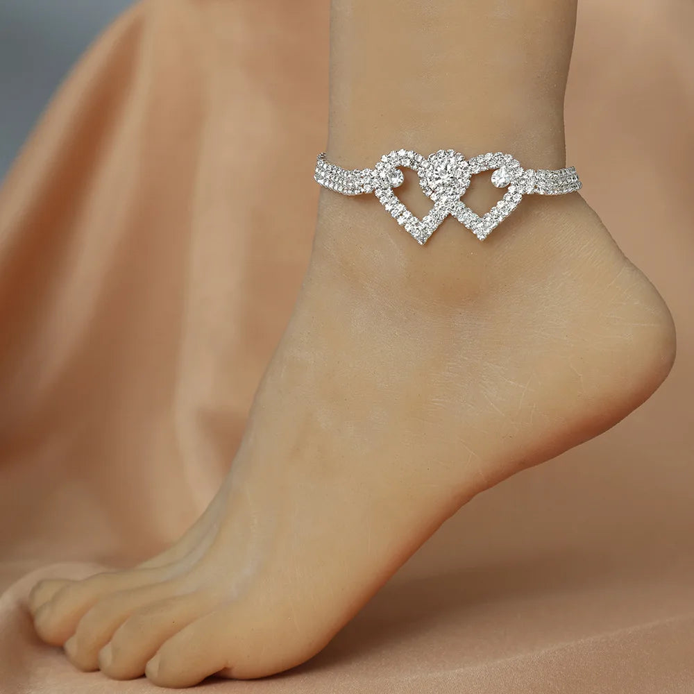 Luxury Rhinestone Chain Anklet for Women – Shiny Crystal Ankle Bracelet | Elegant Foot Jewelry for Wedding & Party