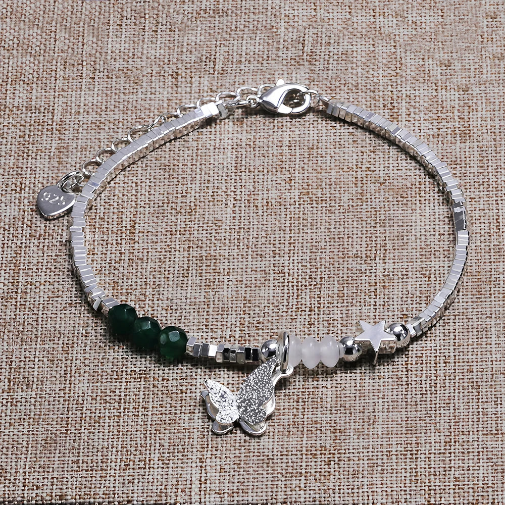 VENTFILLE 925 Sterling Silver Line Extremely fine Bracelet for Women Love Haert Bead Korean Ins Sweet Jewelry Gift Dropshipping