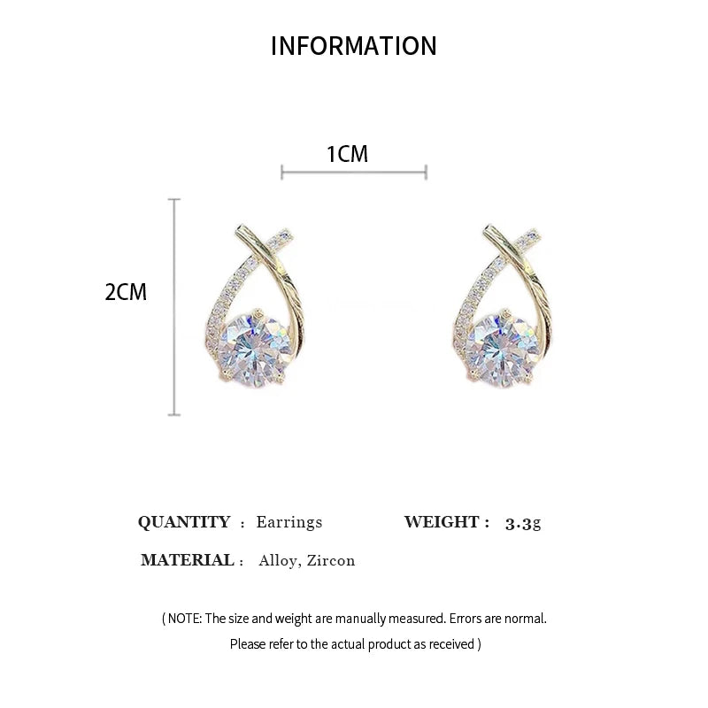 Shiny Micro-Inlaid Rhinestone Cross Stud Earrings – Geometric Fashion Earrings for Women | Daily & Party Wear