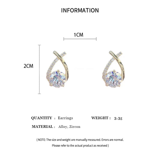 Shiny Micro-Inlaid Rhinestone Cross Stud Earrings – Geometric Fashion Earrings for Women | Daily & Party Wear