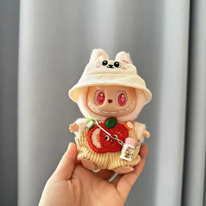 Cute Mini Bib Pants for Labubu Dolls – 17cm Idol Outfit Accessories for Sitting Party Style | Kpop EXO-Inspired Clothing