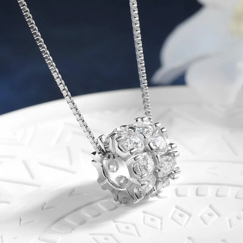 TBCYD 1.6cttw D Color Moissanite Necklace – 925 Sterling Silver 3mm Full Diamond Ball Pendant for Women | Sparkling Charm Jewelry Gift