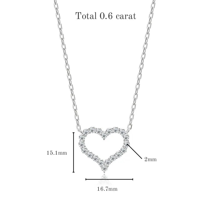 TBCYD 2CT D Color Moissanite Necklaces Heart Pendant For Women GRA Certified S925 Sliver Neck Chain Wedding Luxury Fine Jewelry