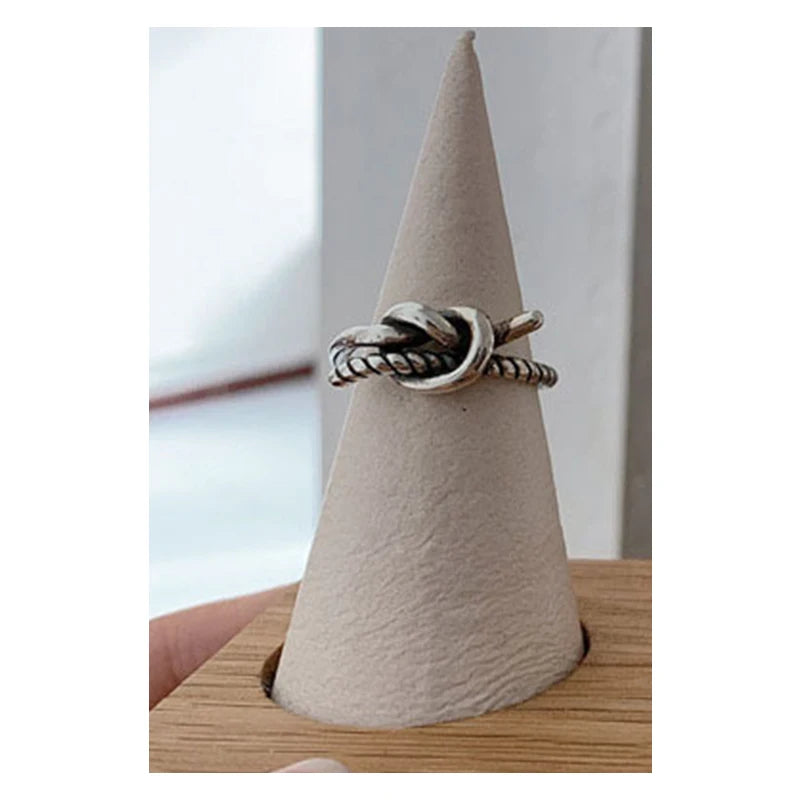 VENTFILLE 925 Sterling Silver Minimalism Cross Knot Thai Silver Rings Open Finger Ring For Women Men Jewelry Gifts