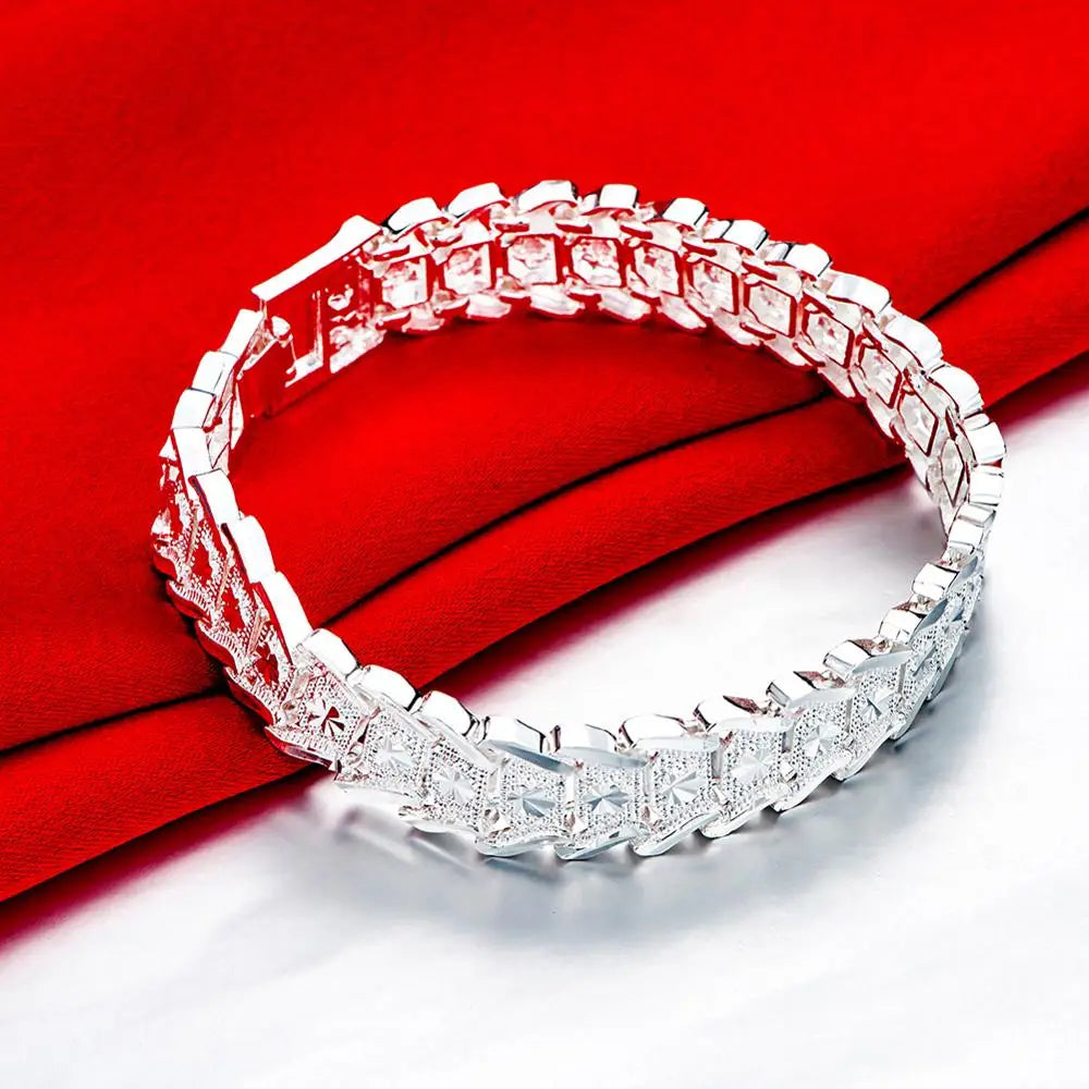 DOTEFFIL 925 Sterling Silver Wide Wristband Bracelet – Elegant Statement Jewelry for Women | Wedding, Engagement & Party Wear