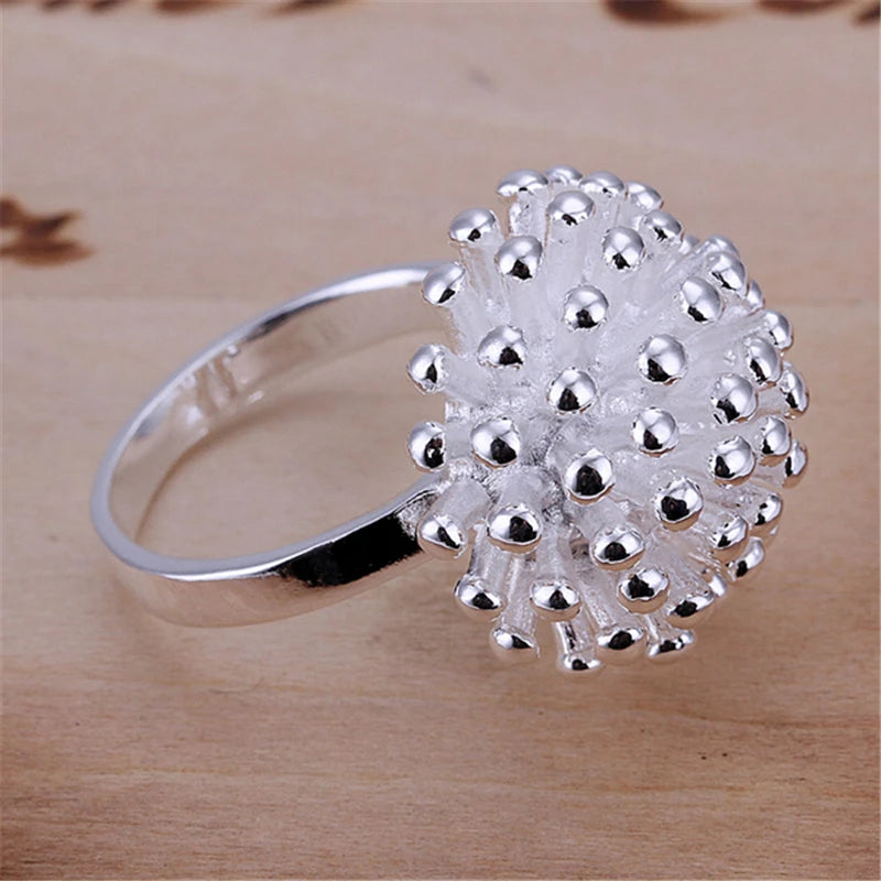 DOTEFFIL 925 Sterling Silver Firework Coral Ring for Women – Elegant Wedding, Engagement & Fashion Jewelry