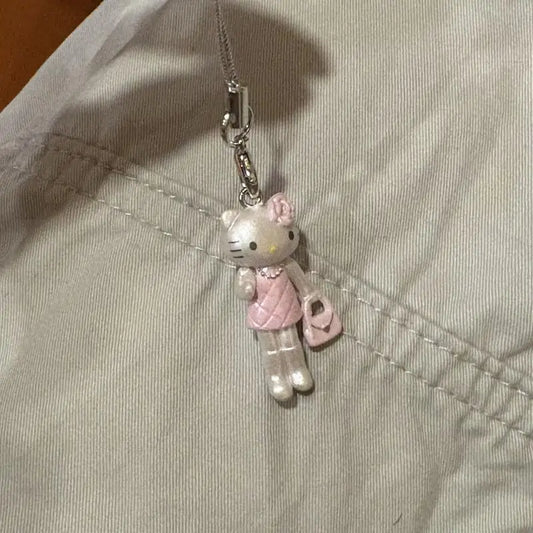 Cartoon Cute Sanrio Hello Kitty Keychain Bag Earphone Case Pendant Kawaii Mobile Phone Chain Handbag Hanging Ornaments Gifts