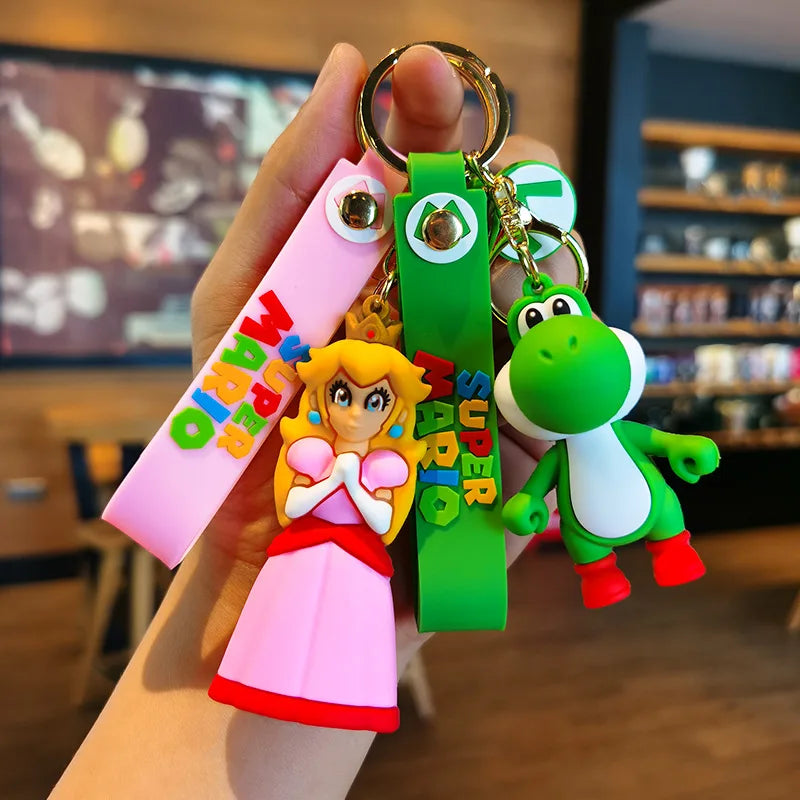 10 Styles Super Mario Bros Keychain – Mario Luigi Yoshi PVC Action Figure Model Bag Pendant Toy Gif