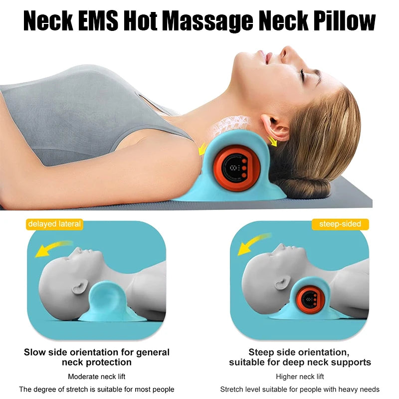 Electric Cervical Massager & Neck Stretcher – Pulse Traction, Heating, Pain Relief Chiropractic Massage Pillow