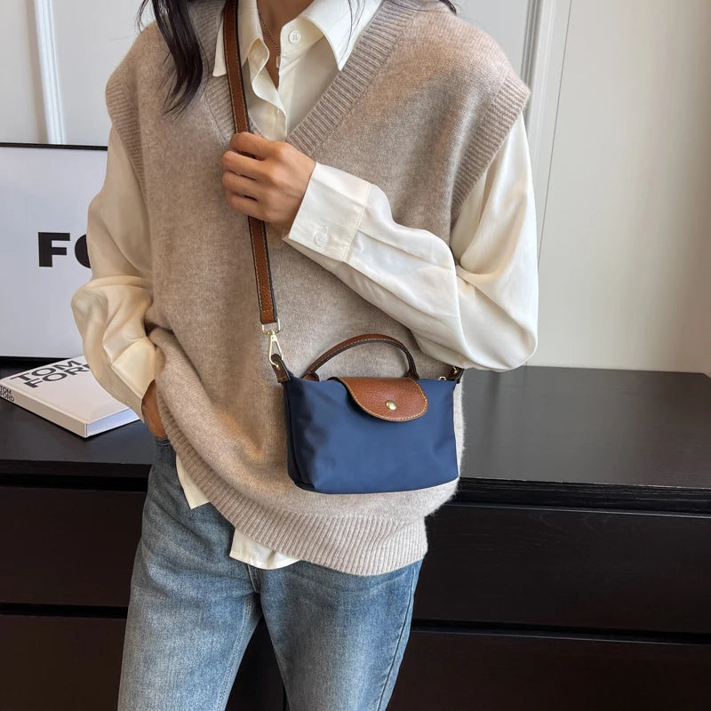2025 Mini Dumpling Handbag for Women High-End Nylon Fabric Fashionable Shoulder/Crossbody Mobile Phone Bag for Ladies