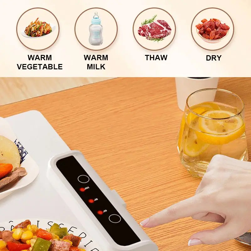Fast Heating Electric Warming Tray – Foldable Food Warmer Plate with Adjustable Temperature Control, Keeps Food Warm Constantly