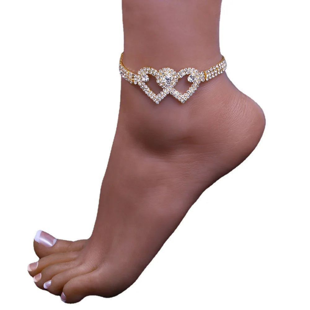 Luxury Rhinestone Chain Anklet for Women – Shiny Crystal Ankle Bracelet | Elegant Foot Jewelry for Wedding & Party