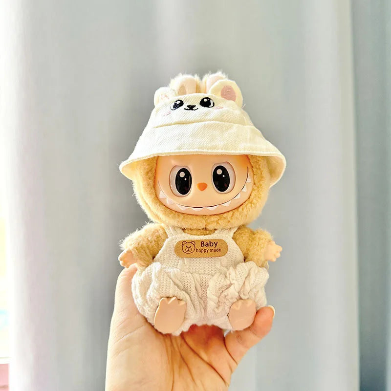 Cute Mini Bib Pants for Labubu Dolls – 17cm Idol Outfit Accessories for Sitting Party Style | Kpop EXO-Inspired Clothing