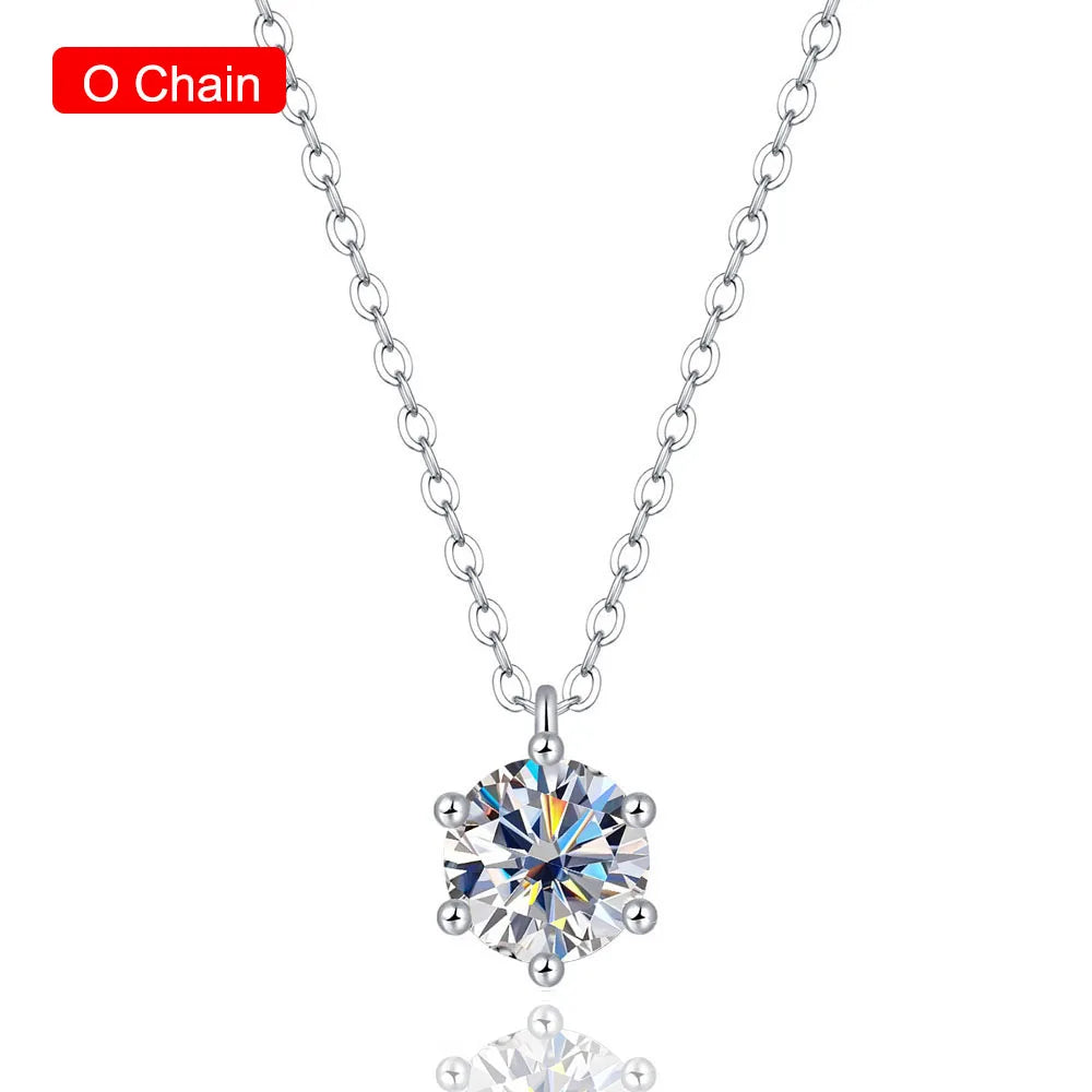 1 Carat D Color Moissanite Pendant Necklace – GRA Certified, 925 Sterling Silver Bridal Jewelry for Women