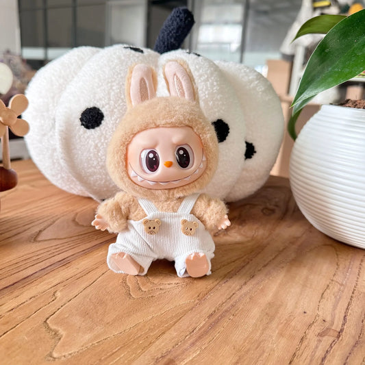Cute Mini Bib Pants for Labubu Dolls – 17cm Idol Outfit Accessories for Sitting Party Style | Kpop EXO-Inspired Clothing