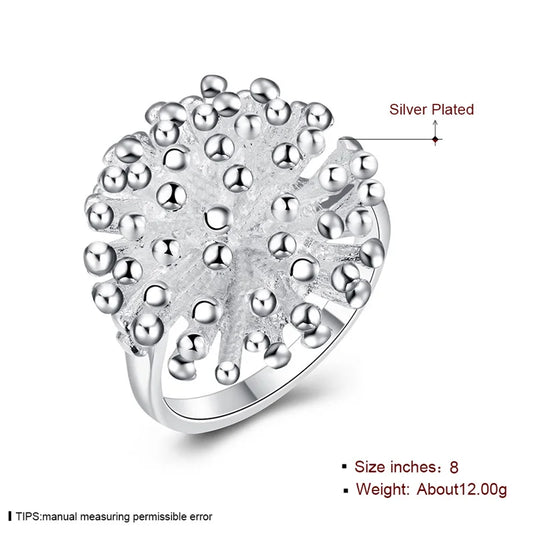 DOTEFFIL 925 Sterling Silver Firework Coral Ring for Women – Elegant Wedding, Engagement & Fashion Jewelry