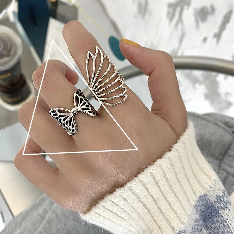 VENTFILLE 925 Sterling Silver Minimalism Cross Knot Thai Silver Rings Open Finger Ring For Women Men Jewelry Gifts