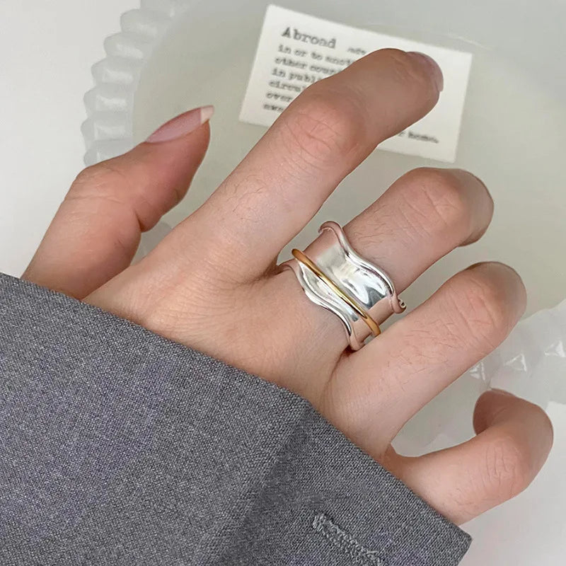 VENTFILLE 925 Sterling Silver Minimalism Cross Knot Thai Silver Rings Open Finger Ring For Women Men Jewelry Gifts