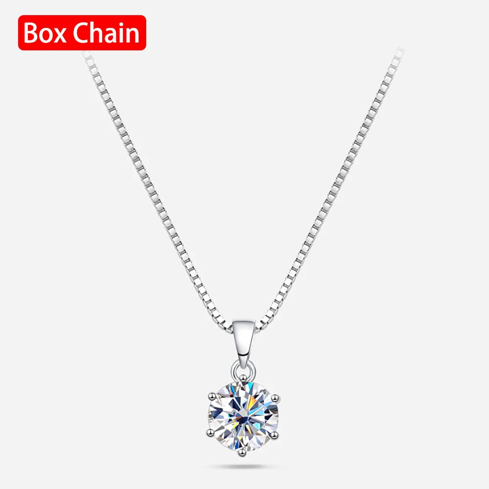 1 Carat D Color Moissanite Pendant Necklace – GRA Certified, 925 Sterling Silver Bridal Jewelry for Women