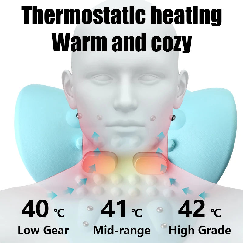 Electric Cervical Massager & Neck Stretcher – Pulse Traction, Heating, Pain Relief Chiropractic Massage Pillow