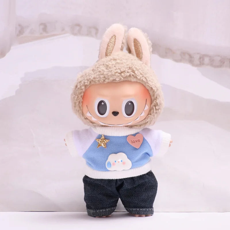 Cute Mini Bib Pants for Labubu Dolls – 17cm Idol Outfit Accessories for Sitting Party Style | Kpop EXO-Inspired Clothing