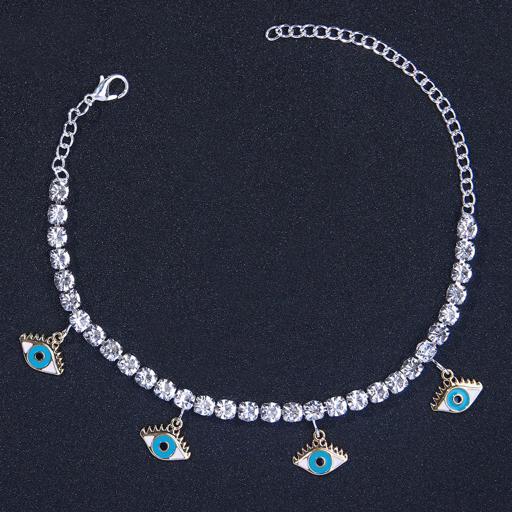 Luxury Rhinestone Chain Anklet for Women – Shiny Crystal Ankle Bracelet | Elegant Foot Jewelry for Wedding & Party